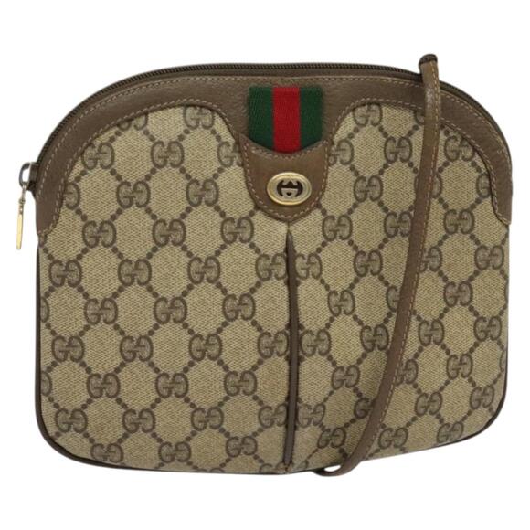 GUCCI GG Supreme Web Sherry Line Bag Pvc Beige Gold 904 02 047 - Picture 1 of 16